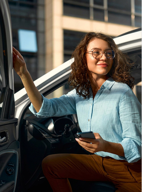 Customer checking their account from their vehicle