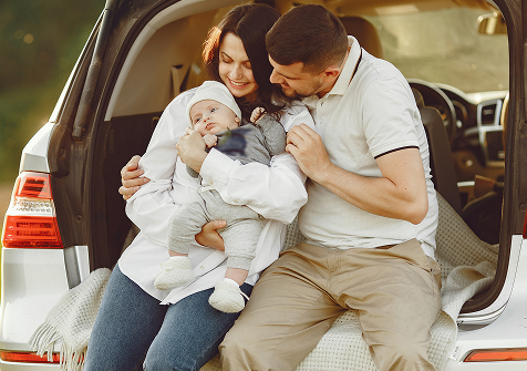 Family with car
